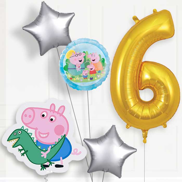 George Pig Birthday Balloon Package Choose Age | 6th Birthday Balloon Package | Party Save Smile