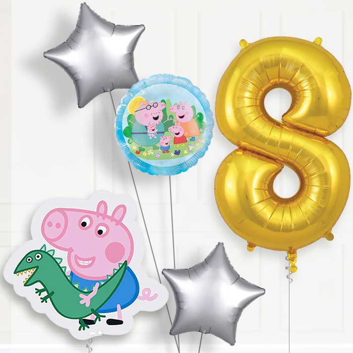 George Pig Birthday Balloon Package Choose Age | 8th Birthday Balloon Package | Party Save Smile