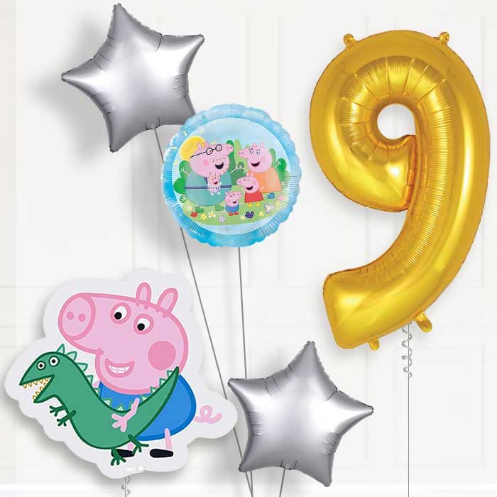 George Pig Birthday Balloon Package Choose Age | 9th Birthday Balloon Package | Party Save Smile