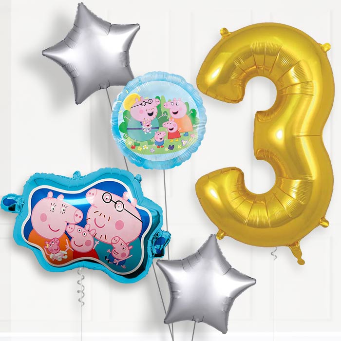 Peppa Family 3rd Birthday Balloon Package | Party Save Smile