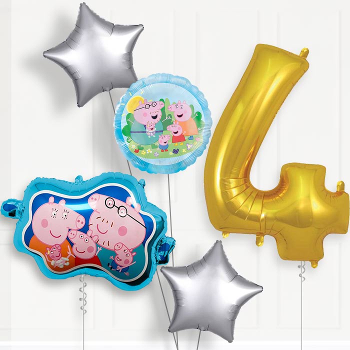 Peppa Family Birthday Balloon Package Choose Age | 4th Birthday Balloon Package | Party Save Smile