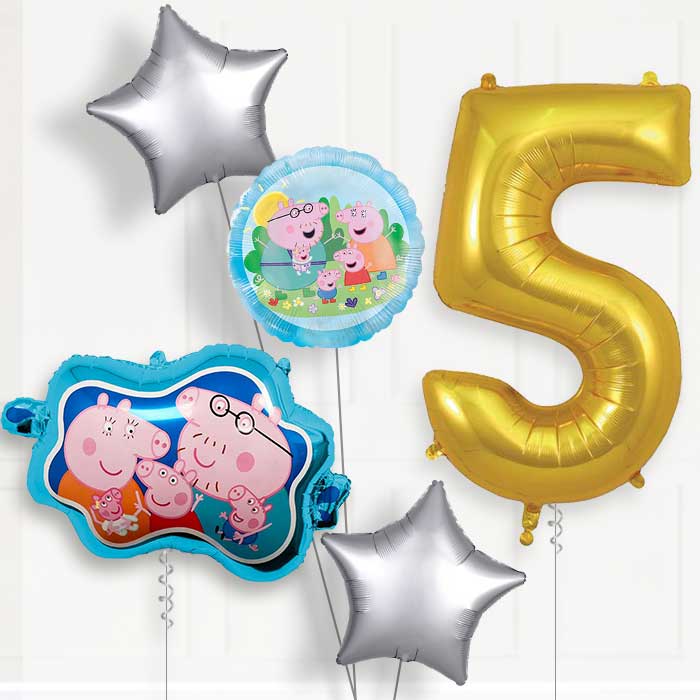 Peppa Family 5th Birthday Balloon Package | Party Save Smile