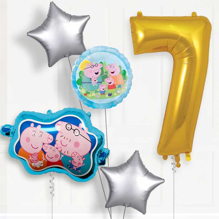 Peppa Family 7th Birthday Balloon Package | Party Save Smile