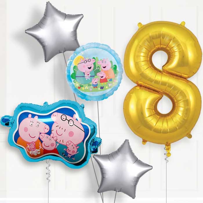 Peppa Family 8th Birthday Balloon Package | Party Save Smile