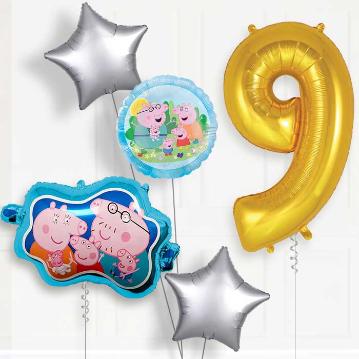 Peppa Family Birthday Balloon Package Choose Age | 9th Birthday Balloon Package | Party Save Smile