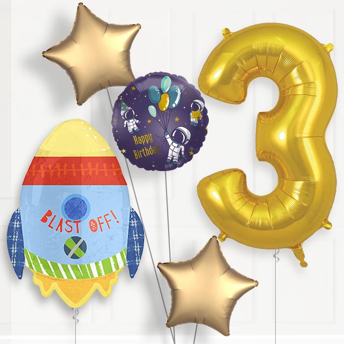Space Rocket Birthday Balloon Package Choose Age | 3rd Birthday Balloon Package | Party Save Smile