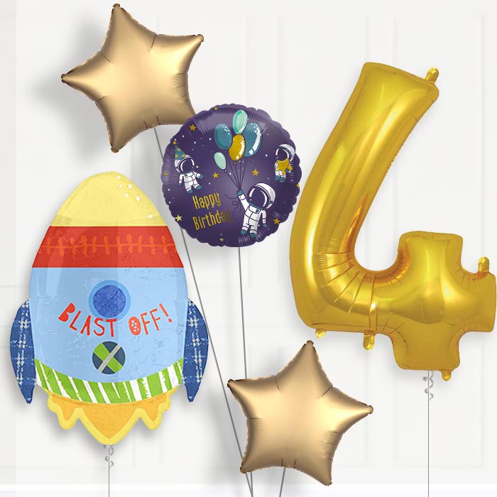 Space Rocket Birthday Balloon Package Choose Age | 4th Birthday Balloon Package | Party Save Smile