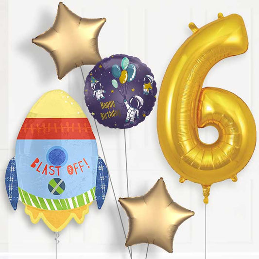 Space Rocket 6th Birthday Balloon Package | Party Save Smile