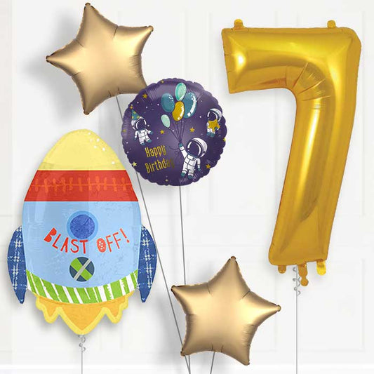 Space Rocket 7th Birthday Balloon Package | Party Save Smile