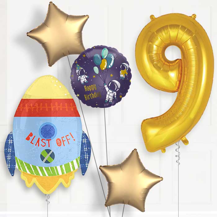 Space Rocket 9th Birthday Balloon Package | Party Save Smile