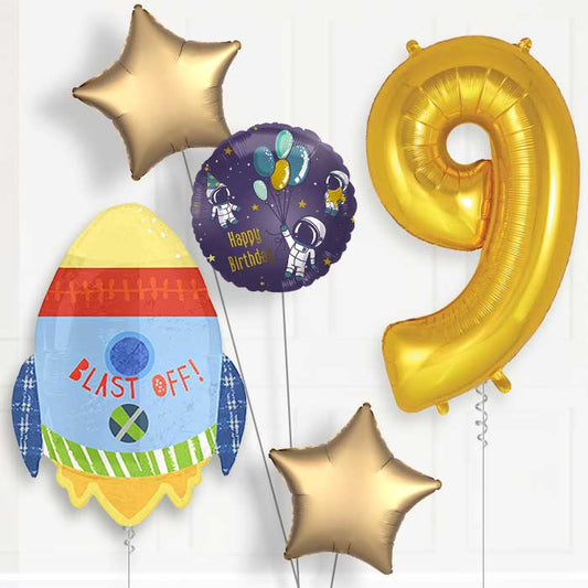 Space Rocket 9th Birthday Balloon Package | Party Save Smile