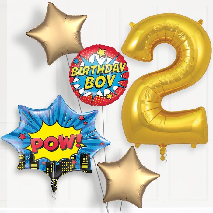 Pow Superhero Birthday Balloon Package Choose Age | 2nd Birthday Balloon Package | Party Save Smile