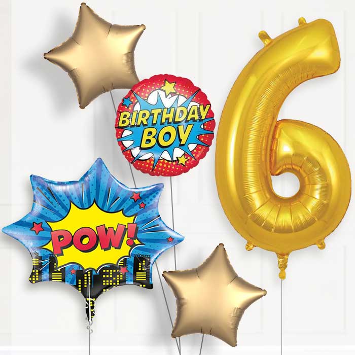 Pow Superhero Birthday Balloon Package Choose Age | 6th Birthday Balloon Package | Party Save Smile