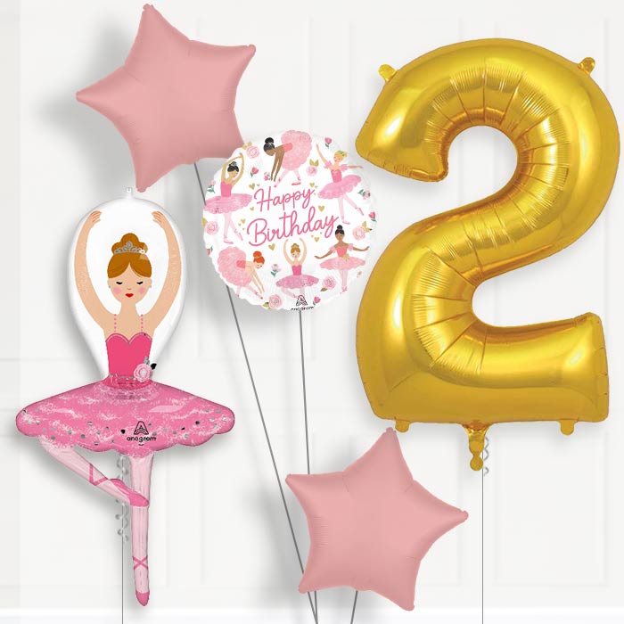 Ballet Girl 2nd Birthday Balloon Package - 2nd Birthday Balloon Package | Party Save Smile