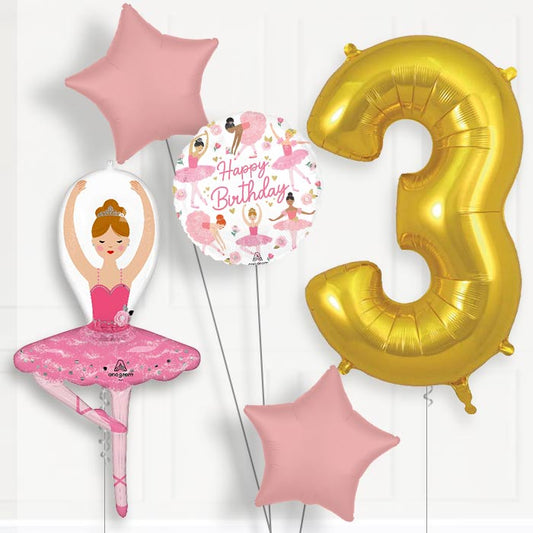 Ballet Girl 3rd Birthday Balloon Package - 3rd Birthday Balloon Package | Party Save Smile