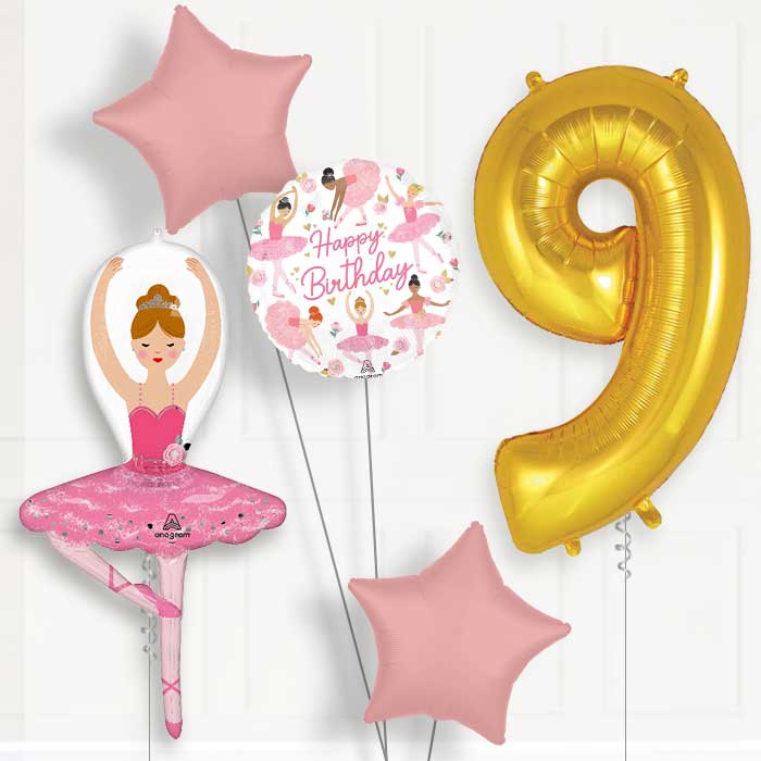 Ballet Girl 9th Birthday Balloon Package - 9th Birthday Balloon Package | Party Save Smile