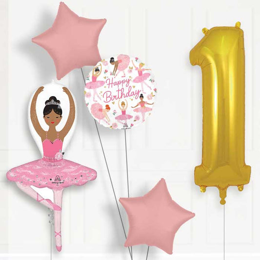 Ballerina Girl 1st Birthday Balloon Package - 1st Birthday Balloon Package | Party Save Smile