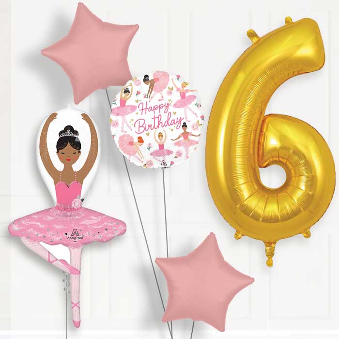 Ballerina Girl 6th Birthday Balloon Package - 6th Birthday Balloon Package | Party Save Smile