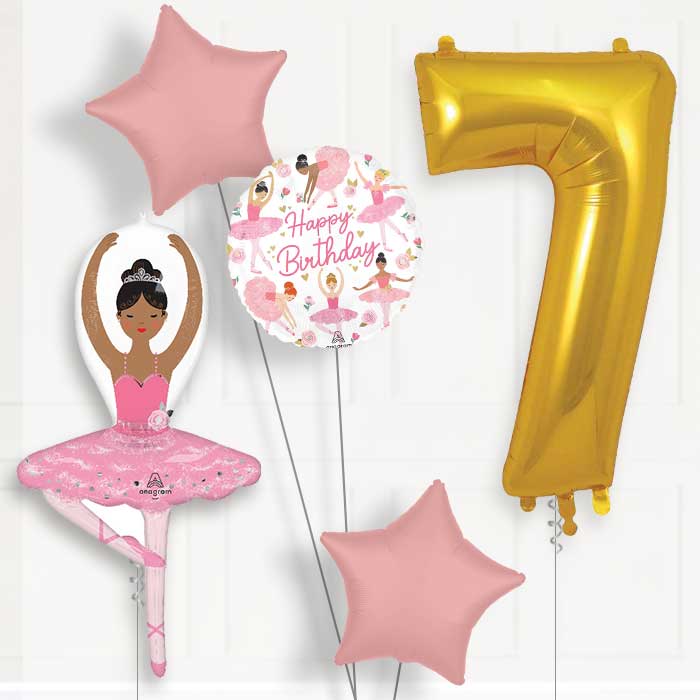 Ballerina Girl 7th Birthday Balloon Package - 7th Birthday Balloon Package | Party Save Smile