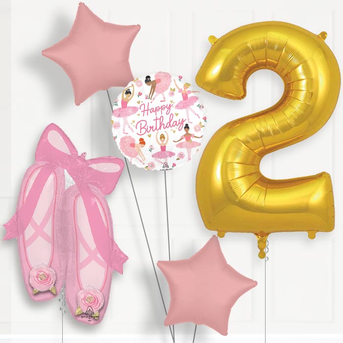 Ballerina Slippers 2nd Birthday Balloon Package - 2nd Birthday Balloon Package | Party Save Smile