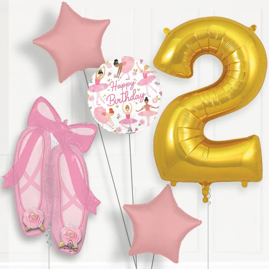 Ballerina Slippers 2nd Birthday Balloon Package - 2nd Birthday Balloon Package | Party Save Smile