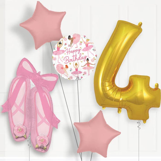 Ballerina Slippers 4th Birthday Balloon Package - 4th Birthday Balloon Package | Party Save Smile