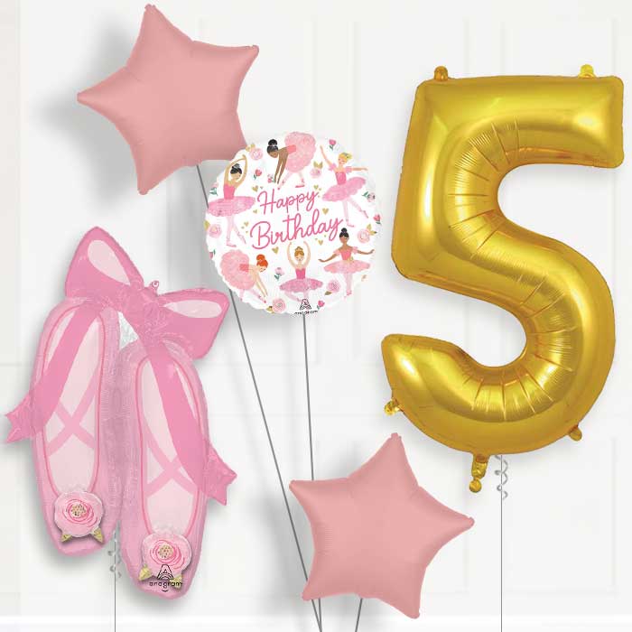 Ballerina Slippers Birthday Balloon Package Choose Age - 1st Birthday Balloon Package | Party Save Smile