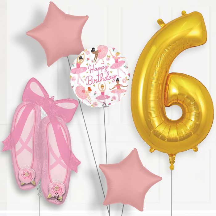 Ballerina Slippers Birthday Balloon Package Choose Age