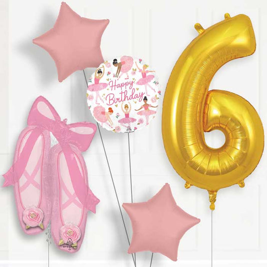 Ballerina Slippers 6th Birthday Balloon Package - 6th Birthday Balloon Package | Party Save Smile