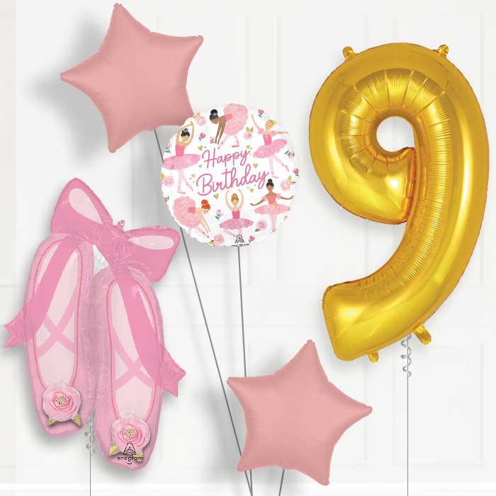 Ballerina Slippers 9th Birthday Balloon Package - 9th Birthday Balloon Package | Party Save Smile