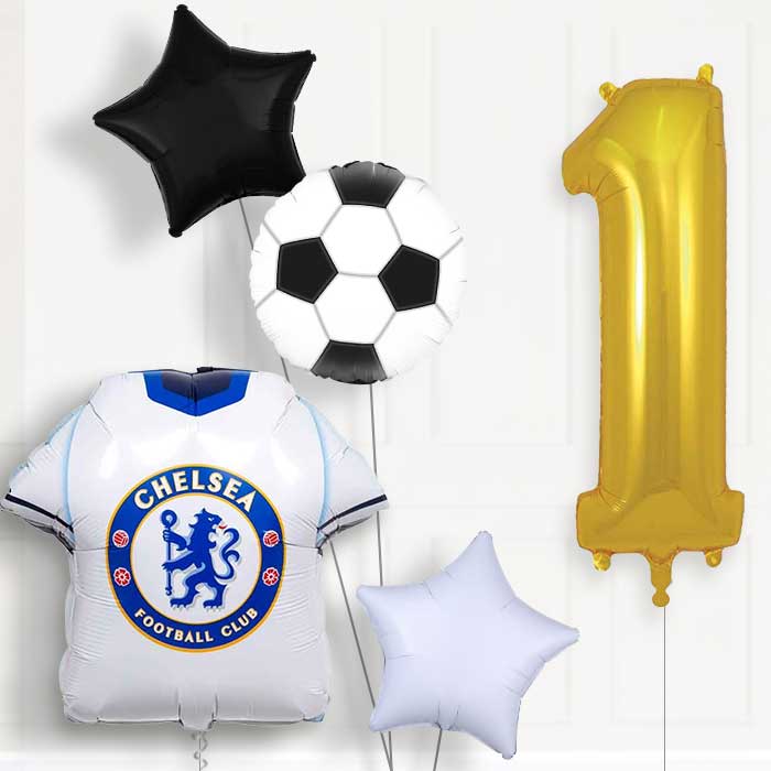 Chelsea Football Shirt Birthday Balloon Package Choose Age - Party Save Smile