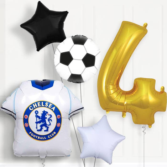 Chelsea Football Shirt 4th Birthday Balloon Package - 4th Birthday Balloon Package | Party Save Smile