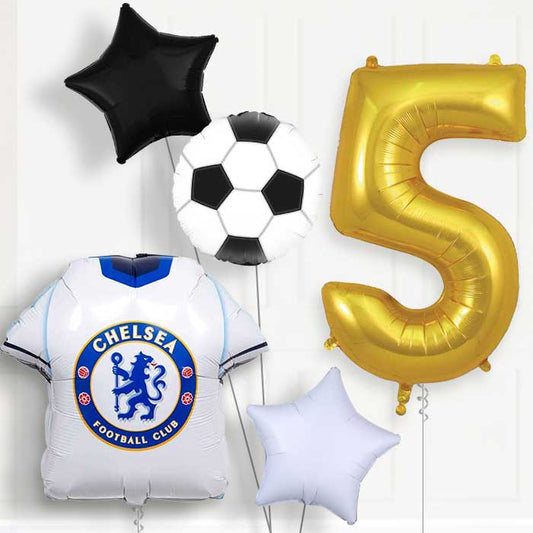 Chelsea Football Shirt 5th Birthday Balloon Package - 5th Birthday Balloon Package | Party Save Smile