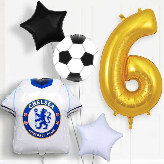 Chelsea Football Shirt 6th Birthday Balloon Package - 6th Birthday Balloon Package | Party Save Smile