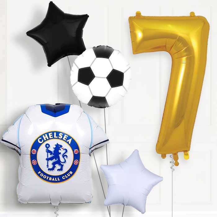 Chelsea Football Shirt Birthday Balloon Package Choose Age - Party Save Smile
