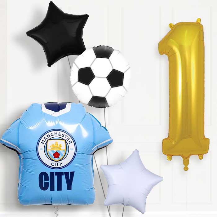 Manchester City Football Shirt Birthday Balloon Package Choose Age