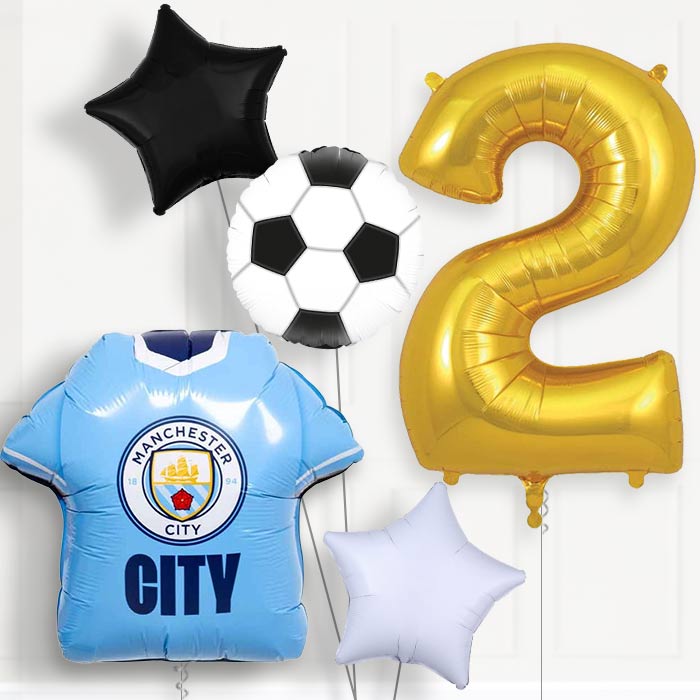 Manchester City Football Shirt Birthday Balloon Package Choose Age