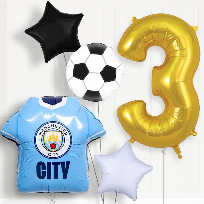 Manchester City Football Shirt Birthday Balloon Package Choose Age
