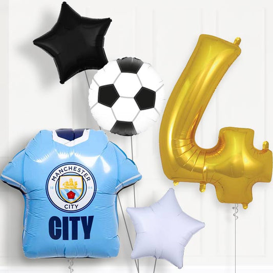 Manchester City Football Shirt 4th Birthday Balloon Package - 4th Birthday Balloon Package | Party Save Smile