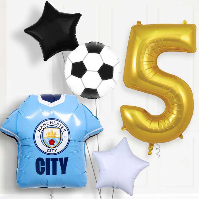 Manchester City Football Shirt Birthday Balloon Package Choose Age