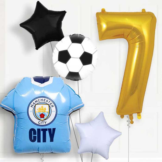Manchester City Football Shirt 7th Birthday Balloon Package - 7th Birthday Balloon Package | Party Save Smile