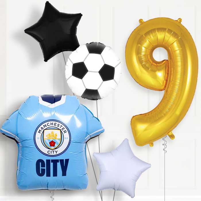 Manchester City Football Shirt Birthday Balloon Package Choose Age
