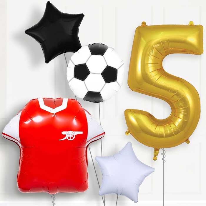 Arsenal Football Shirt Birthday Balloon Package Choose Age - Party Save Smile