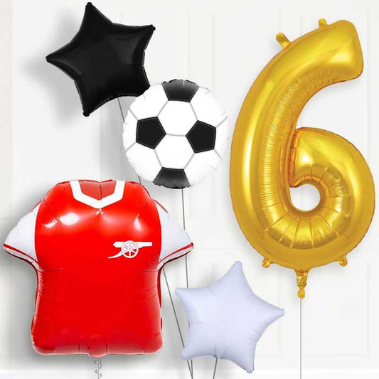 Arsenal Football Shirt 6th Birthday Balloon Package - 6th Birthday Balloon Package | Party Save Smile