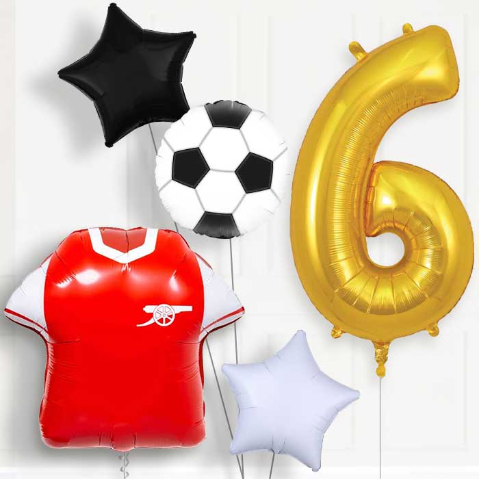Arsenal Football Shirt Birthday Balloon Package Choose Age - Party Save Smile