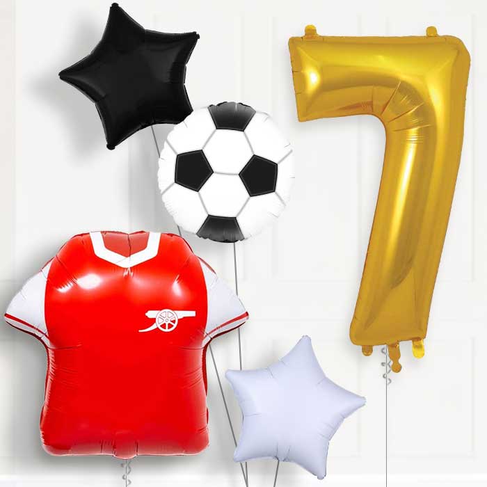 Arsenal Football Shirt Birthday Balloon Package Choose Age - Party Save Smile