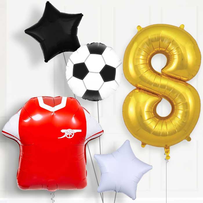 Arsenal Football Shirt Birthday Balloon Package Choose Age - Party Save Smile