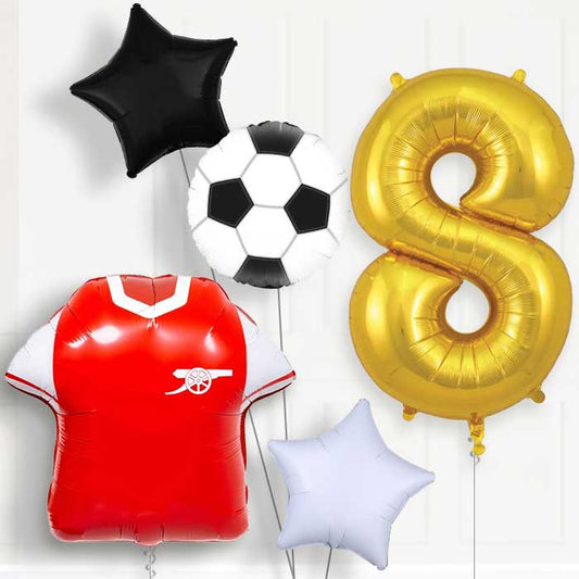 Arsenal Football Shirt 8th Birthday Balloon Package - 8th Birthday Balloon Package | Party Save Smile