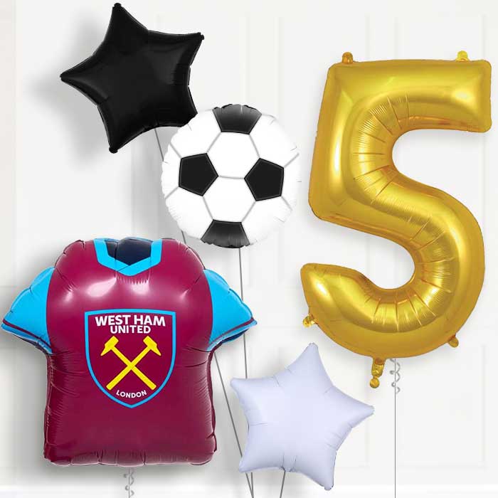 West Ham Football Shirt Birthday Balloon Package Choose Age