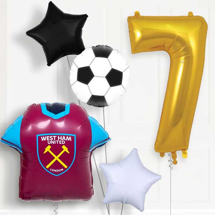 West Ham Football Shirt Birthday Balloon Package Choose Age